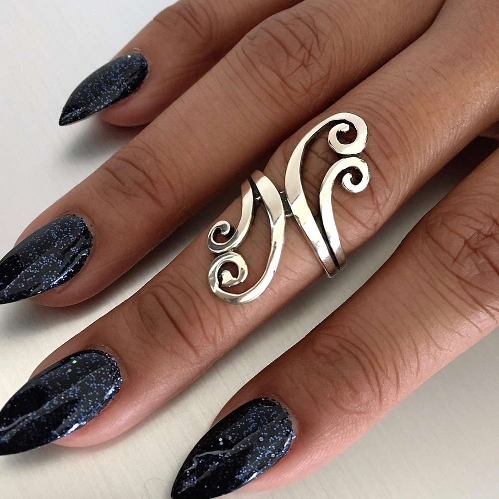 Sterling Silver Statement Swirly Ring - image 1